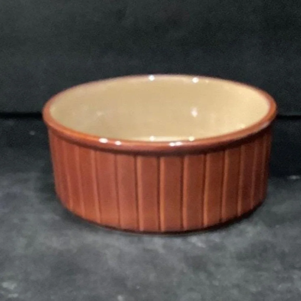 Sango Nova Brown Ribbed Casserole Dish #4933, Vintage Stoneware Bowl,‎ Tableware
